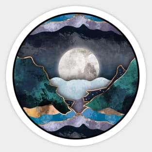 Celestial Lunar Moon Goddess Blue Ocean Aesthetic Sticker